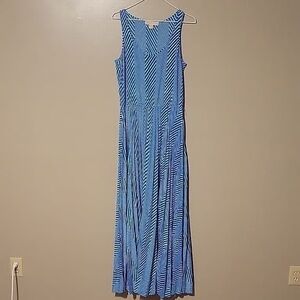 Blue Striped Sleeveless Maxi Dress